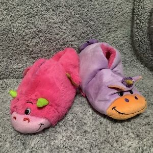 Flipazoos Slippers Sz XXL 5/6 Purple Unicorn And Pink Monster📦C